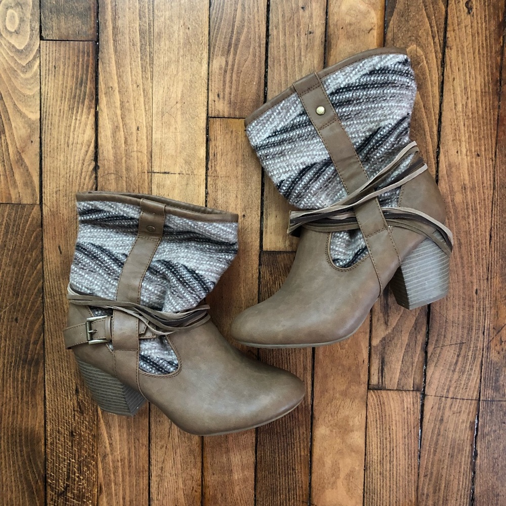 PINK & PEPPER Tan Heeled Boots